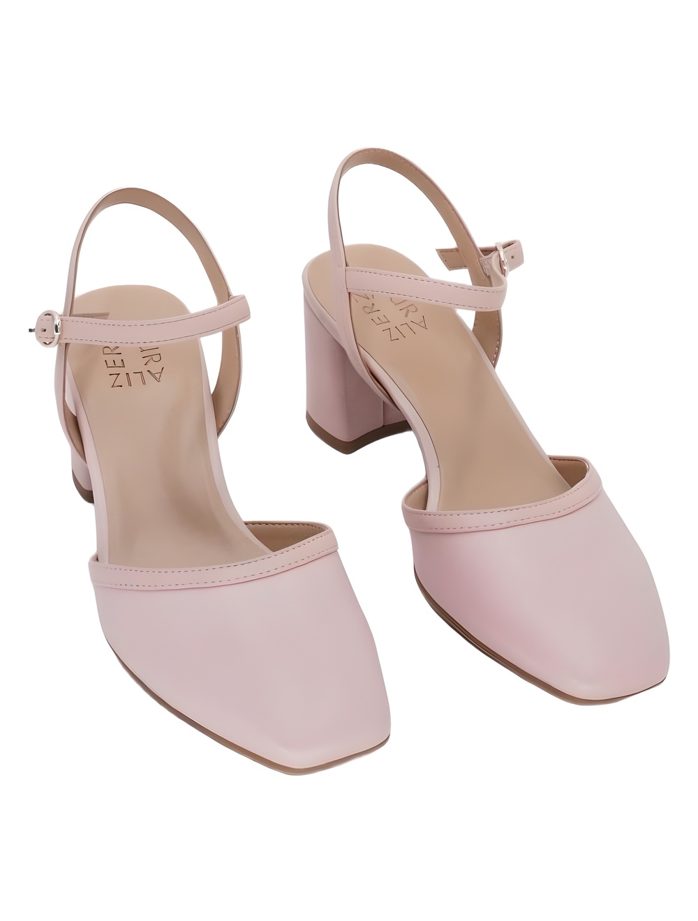 Naturalizer Wave Cameo Pink Faux Leather Square Toe Block Heel Pumps Size 8W